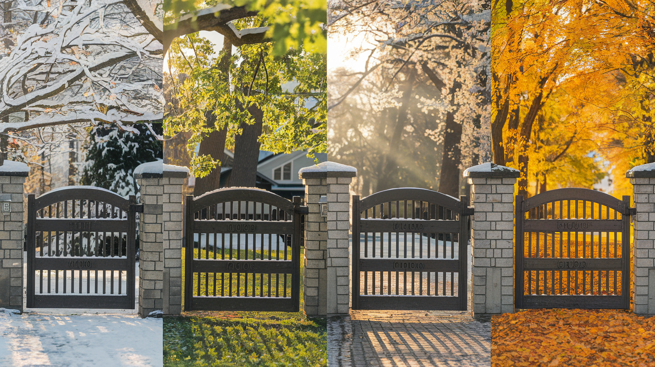 Modern gate with seasonal maintenance care showcasing tips for keeping gates functional throughout the year.