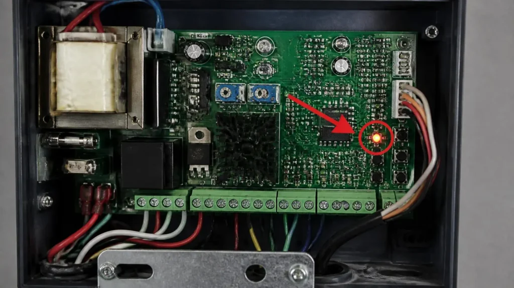 Mighty Mule control board LED diagnostic light location